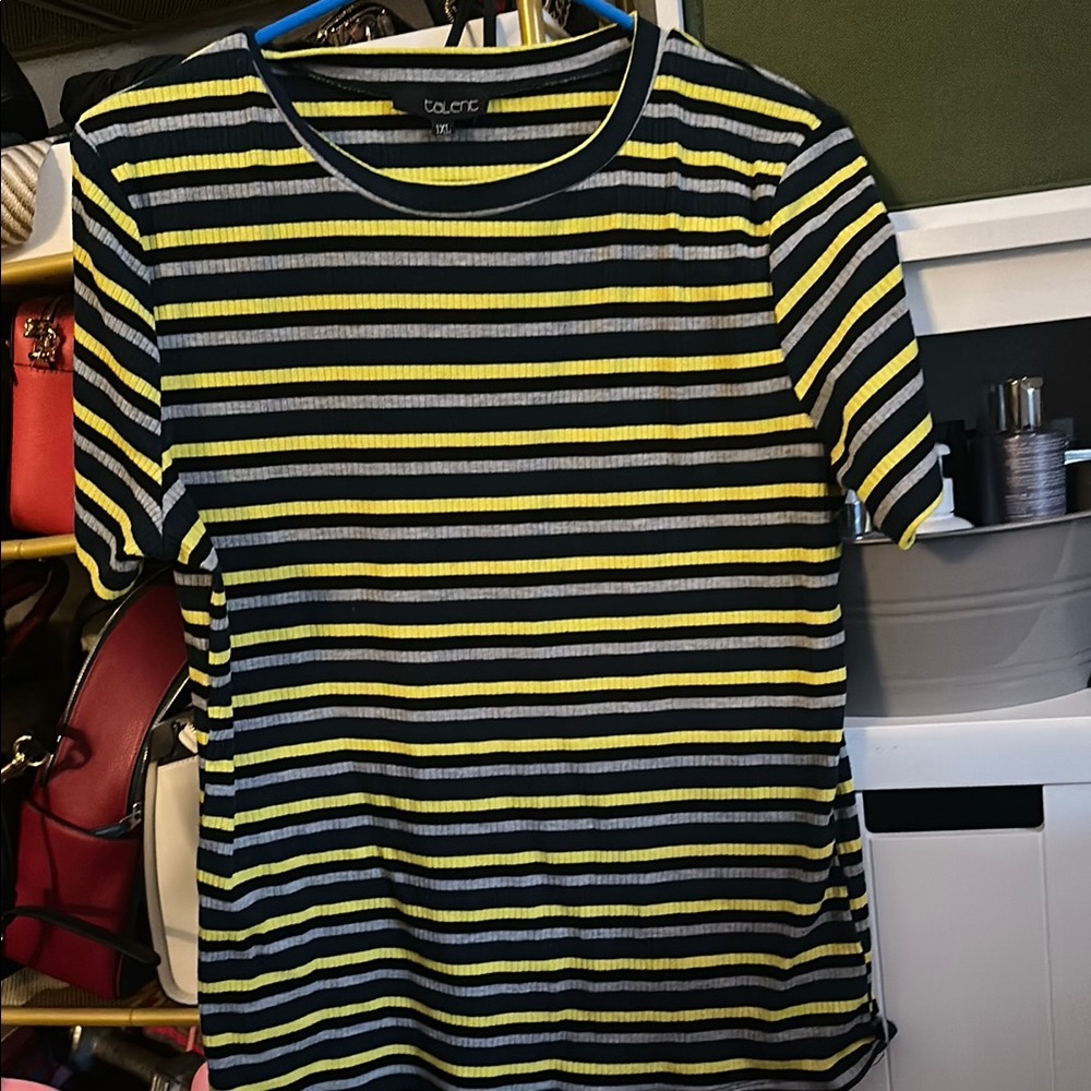 Striped Short Sleeve Tee - Black and Yellow